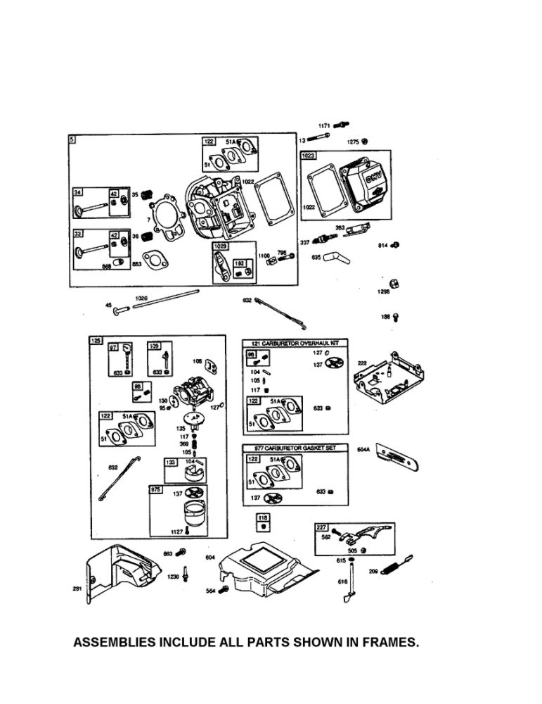 Carburetor/Head-Cylinder Diagram and Parts List for 20C214-0530-E1  Briggs and Stratton Engine